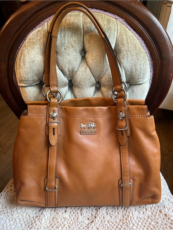 Coach Handbags - Coach  Madison Mia Caramel Leather Shoulder Bag with Silver Hardware